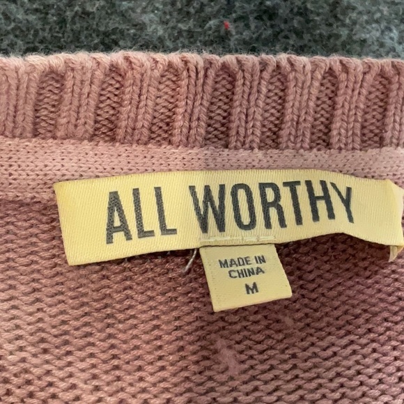 All Worthy Tie Dye Oversized Knit Sweater Gray/Pink Size Medium - Picture 7 of 8